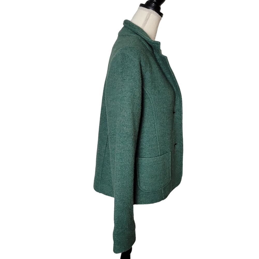 Lands' End Wool Jacket Green Button Collar Pockets Comfort Layer Blazer Top - Picture 5 of 12